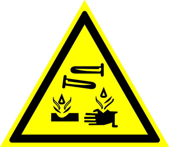 W04 опасно! едкие и коррозионные вещества (пленка, сторона 200 мм) - Знаки безопасности - Предупреждающие знаки - Магазин охраны труда Протекторшоп